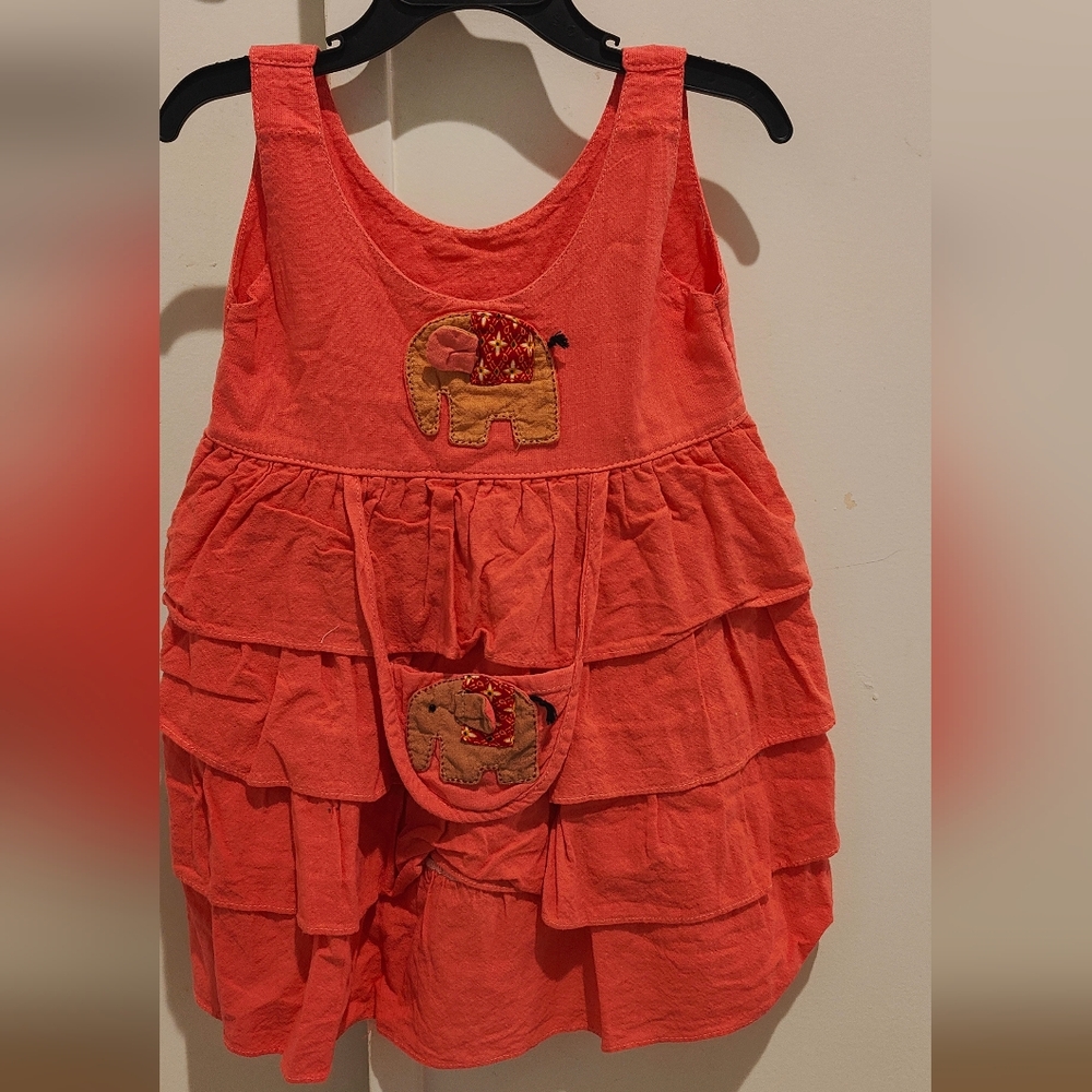 Kids Casual Elephant Dress - Orange
